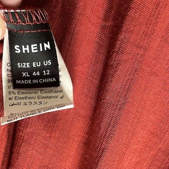 Shein Women’s Short Cuffed Sleeve Dress Rustic Burnt Orange Size XL - Picture 6 of 8